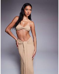 ASOS - Ozzy Textured Knot Front Bandeau Beach Top - Lyst