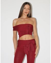 SIMMI - Calista Bow Knit Off-Shoulder Top - Lyst