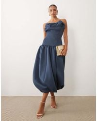 ASOS - Midi Bandeau-Jurk Van Scrunched Stof - Lyst