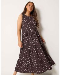 Yours Clothing - Polka Dot Tiered Maxi Dress - Lyst