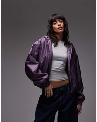 Rains - Chaqueta Bomber Morado Metalizado Impermeable Y Aislante Con Capucha 17290 Lohja De - Lyst