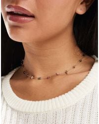 ASOS - Collana Corta A Catena Color Oro Con Pietre Semipreziose Scheggiate - Lyst