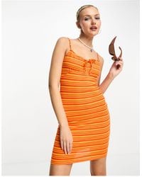 Noisy May - Vestido corto naranja a rayas - Lyst