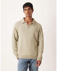 ASOS - Relaxed Textured Long Sleeve Knitted Notch Neck Polo - Lyst