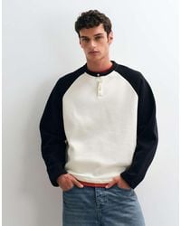 ASOS - Relaxed Raglan Long Sleeve T-shirt With Henley Sleeves - Lyst