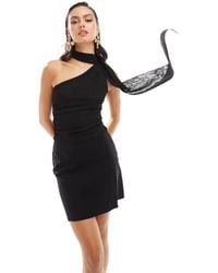 Stradivarius - Asymmetric Tulle Top With Scarf - Lyst