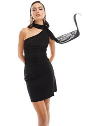 Stradivarius - Asymmetrische Top Van Tule Met Sjaal - Lyst