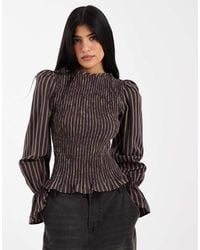 ASOS - Shirred Long Sleeve Blouse - Lyst