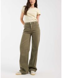 Pieces - Mid Waist Wide Leg Jeans - Lyst