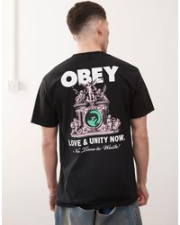 Obey - Love & Unity Now Graphic Logo T-shirt With Back Print - Lyst