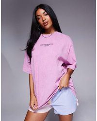 ASOS - Camiseta Lila Lavado Extragrande Con Estampado Gráfico En La Parte Delantera Y Trasera Icon De Weekend Collective-Morado - Lyst