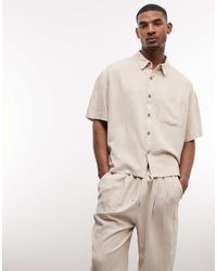 Reclaimed Vintage - Short Sleeve Cropped Boxy Linen Blend Shirt - Lyst