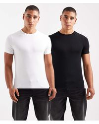 ASOS - Pack De 2 Camisetas De Color Negro Y Blanco Básicas Ajustadas De - Lyst