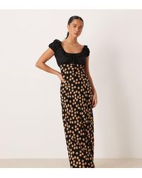 ASOS - Asos Design Petite Scoop Neck Maxi Dress With Frill And Tie Detail - Lyst