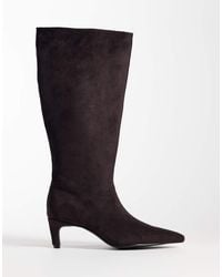 Threadbare - Faux Suede Knee High Heeled Boot - Lyst
