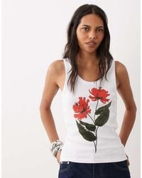 ASOS - Scoop Neck Vest With Flower Graphic - Lyst