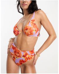 ASOS - Top bikini con ferretto unico e stampa fiori oversize - Lyst