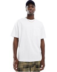 Abercrombie & Fitch - T-shirt premium pesante bianca con tasca - Lyst