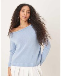 ASOS - Gebreide Trui Met Blote Schouder - Lyst