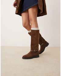 ASOS - – cole – flache, kniehohe reitstiefel aus wildlederimitat - Lyst