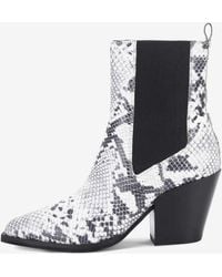 OFF THE HOOK - Marlow marcia - bottines en cuir à talon carré style western - noir et - Lyst