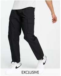 New Look Straight Fit Ripstop Cargos - Black