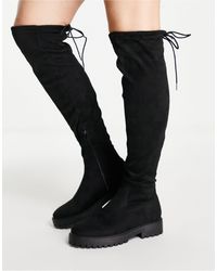 leather knee high boots new look