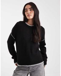 Brave Soul - Crew Neck Jumper With Contrast Stitching - Lyst