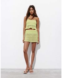 Pull&Bear - Mini-jupe au crochet - citron - Lyst