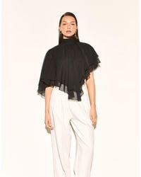 Noughts & Kisses - Alma Chiffon High Neck Layered Ruffle Cape Top - Lyst