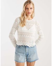 ONLY - Long Sleeve Crochet Top - Lyst