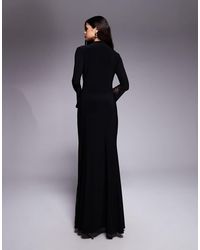 chinese dress ladies Rent ASOS DESIGN Corset Detail Cold Shoulder Maxi Dress With Lace Inserts  In Black main image 0