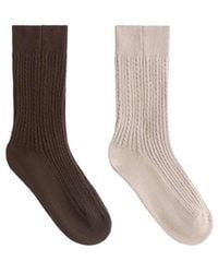 Oysho - 2 Pairs Of Warm Super-Soft Braided Socks - Lyst