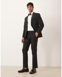 ASOS - Pantalones De Esmoquin Negros De Corte Slim De Mezcla De Lino De - Lyst