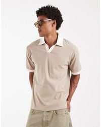 ASOS - Heavyweight Relaxed Notch Polo With Contrast Collar - Lyst