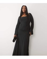 ASOS - Asos Design Curve Slinky Square Neck Maxi Dress With Ruched Bodice - Lyst