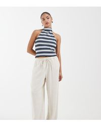 Only Petite - Linen Mix Pull On Wide Leg Trouser - Lyst