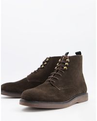 h by hudson battle lace up boots in khaki suede