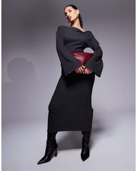 ASOS - – superweiches asymmetrisches midikleid aus strick - Lyst