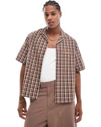 ASOS - Camicia Comoda Squadrata A Quadri Con Rever E Ricamo Sul Petto - Lyst