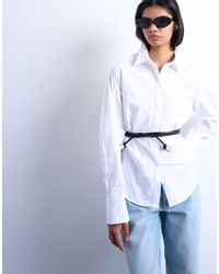 TOPSHOP - Cinch Waisted Long Sleeve Shirt - Lyst