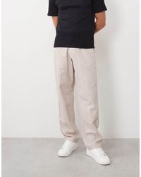 Abercrombie & Fitch - Cotton Linen Blend Relaxed Straight Fit Smart Trousers - Lyst