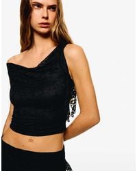 Bershka - Lace Top With Ruffles - Lyst