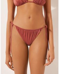 Calzedonia - Tie Brazilian Bikini Bottoms Shiny Satin - Lyst