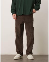 ASOS - Pantalon cargo coupe ajustée décontracté en velours côtelé à pinces - marron - Lyst