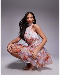 ASOS - Halter Mini Dress With Organza Skirt - Lyst
