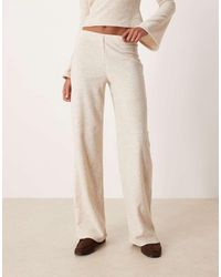 ASOS - Brushed Rib Knit Wide Leg Pants - Lyst