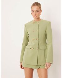 ASOS - Tailored High Neck Double-breasted Blazer With Mixed Buttons - Lyst