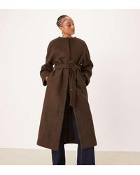 ASOS - Asos Design Tall Collarless Boucle Longline Formal Coat - Lyst