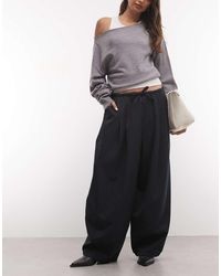 Collusion - Balloon Leg Pant With Tie Waist-navy - Lyst